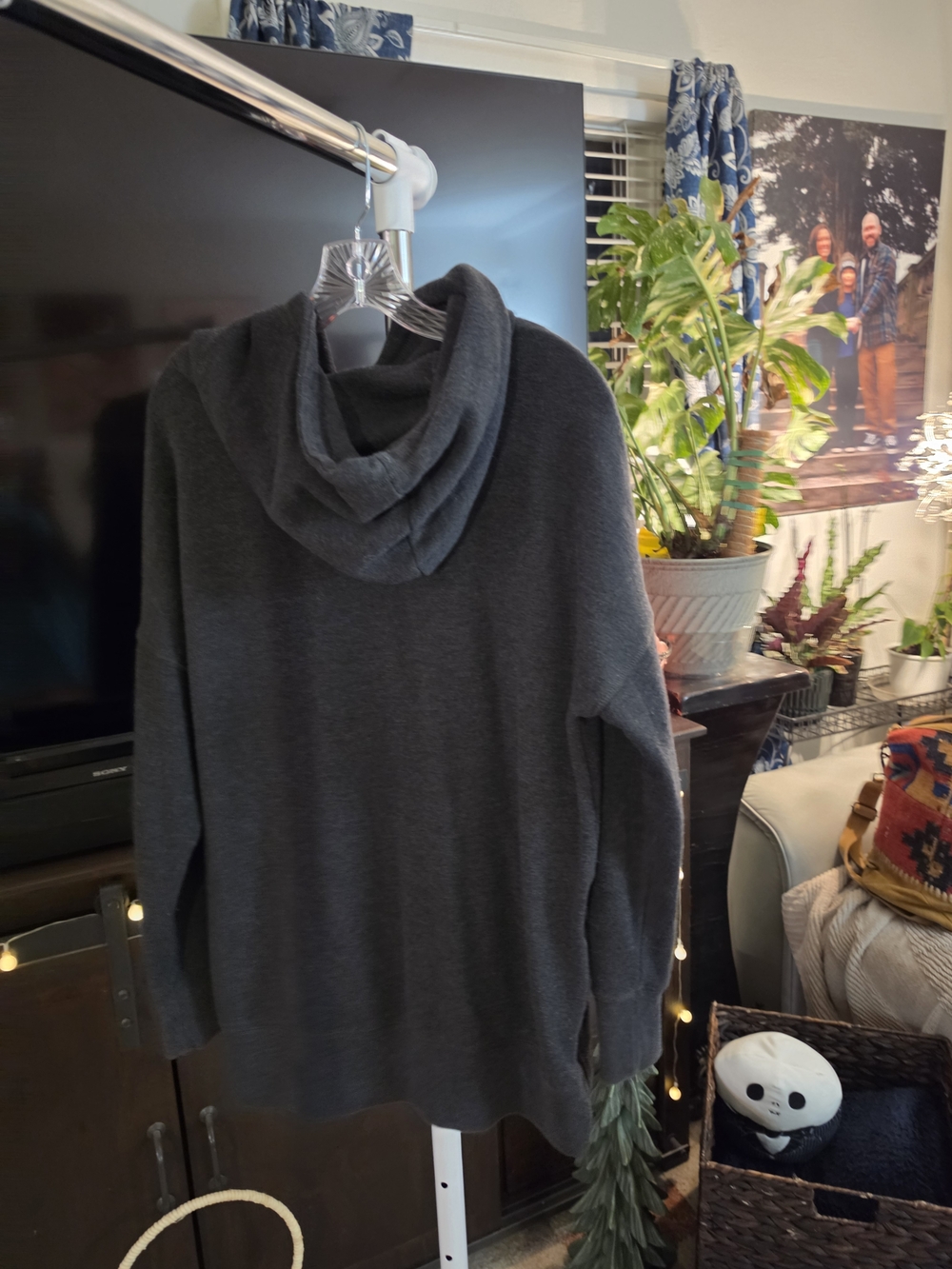 aerie Dark Charcoal Zip-Hem Hooded Sweatshirt - Picture 4 of 5